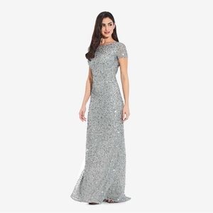 Adrianna Papell Frosted Sage Sequin Dress Gown Size 20